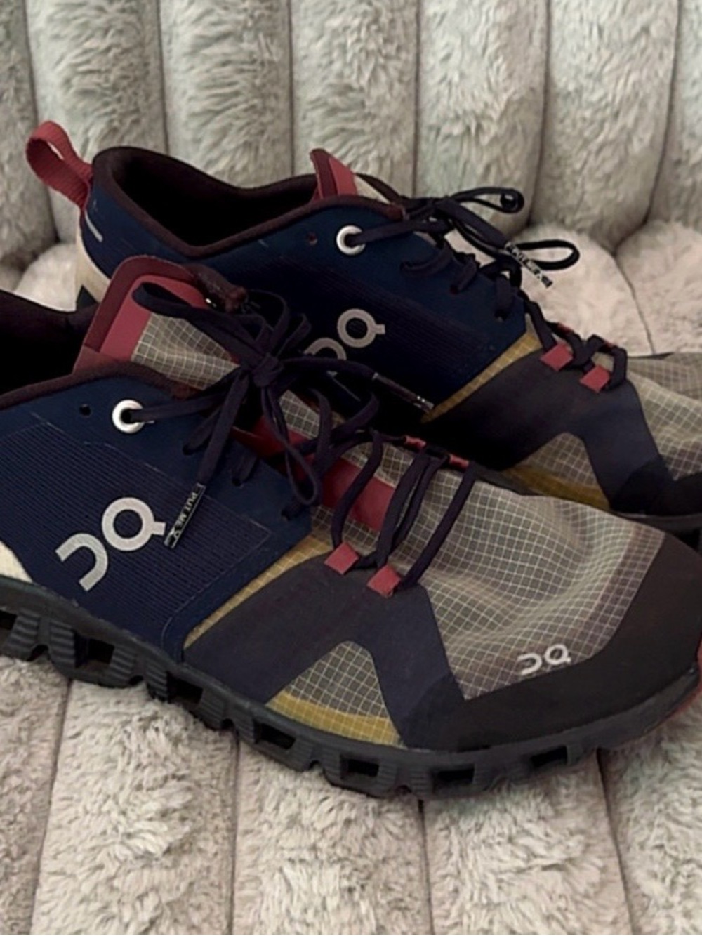 On Running cloud x shift. Navy and Maroon Women's Athletic Shoes